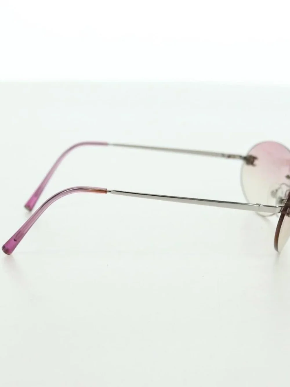 CHANEL Rimless CC Sunglasses metal Purple CC Auth am11594V